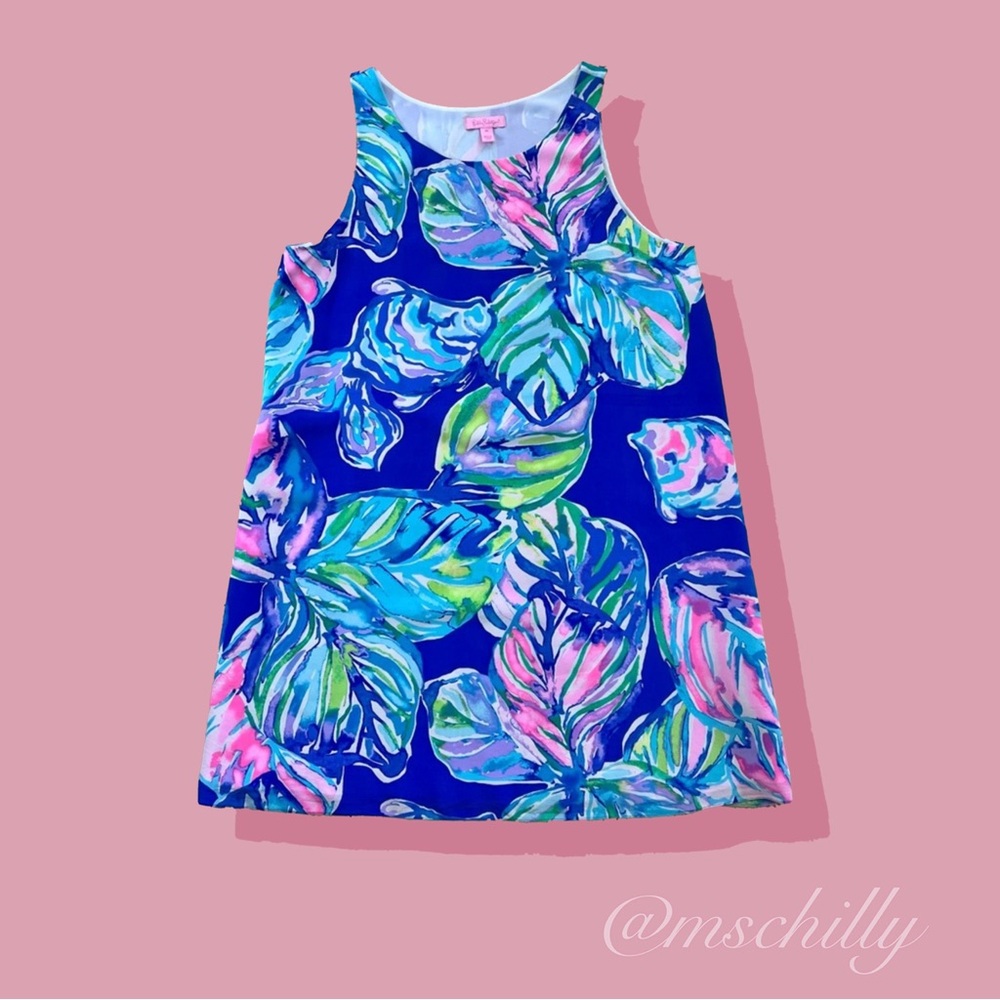 Lilly Pulitzer Silk Jackie Tank Shift Dress Casa Del Sol Blue Pink Tropical - Picture 1 of 7